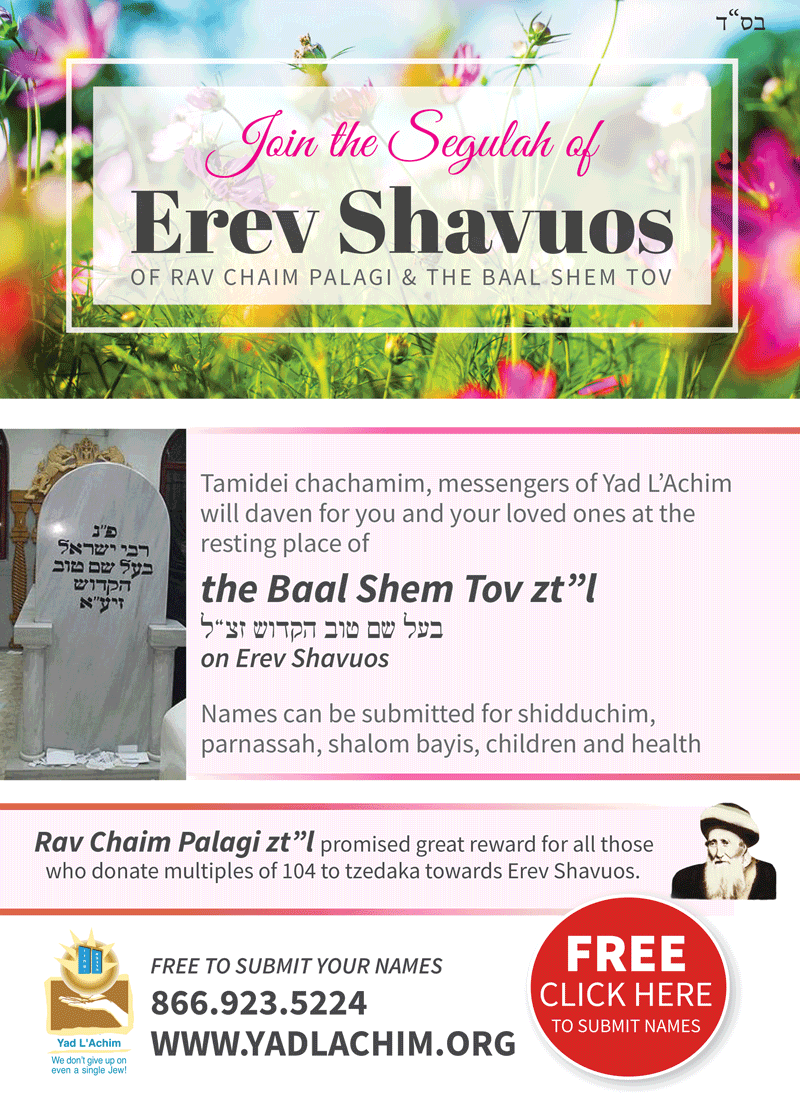 Join the tefillah at the Baal Shem Tov for his Yahrtzeit (no min. donation required)